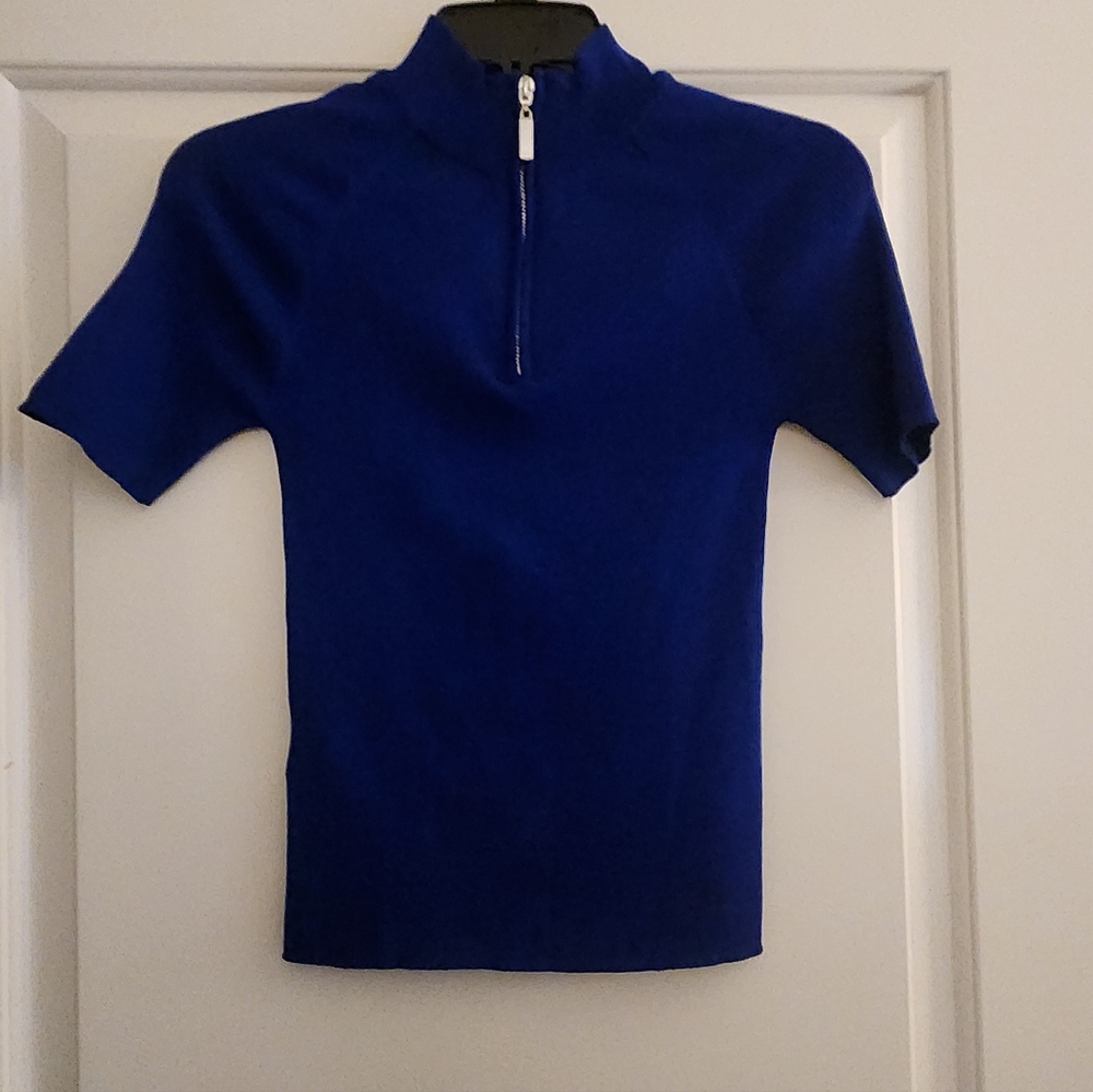 Women's Mango Blue Half-Zip Shirt